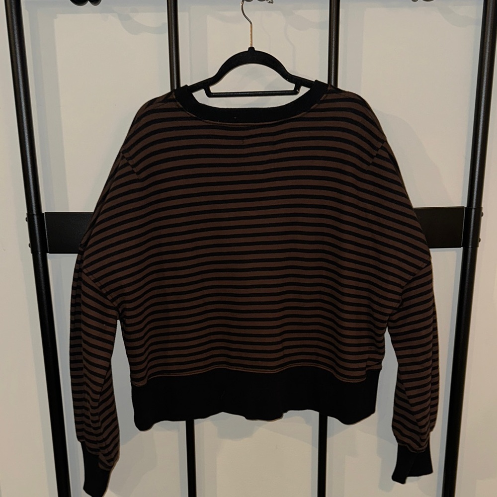 Aerie Striped Black and Brown Sweatshirt - Picture 6 of 6